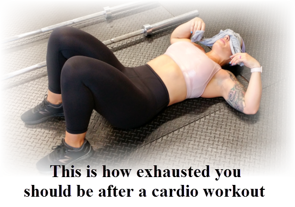 figure competitor exhausted after cardio workout